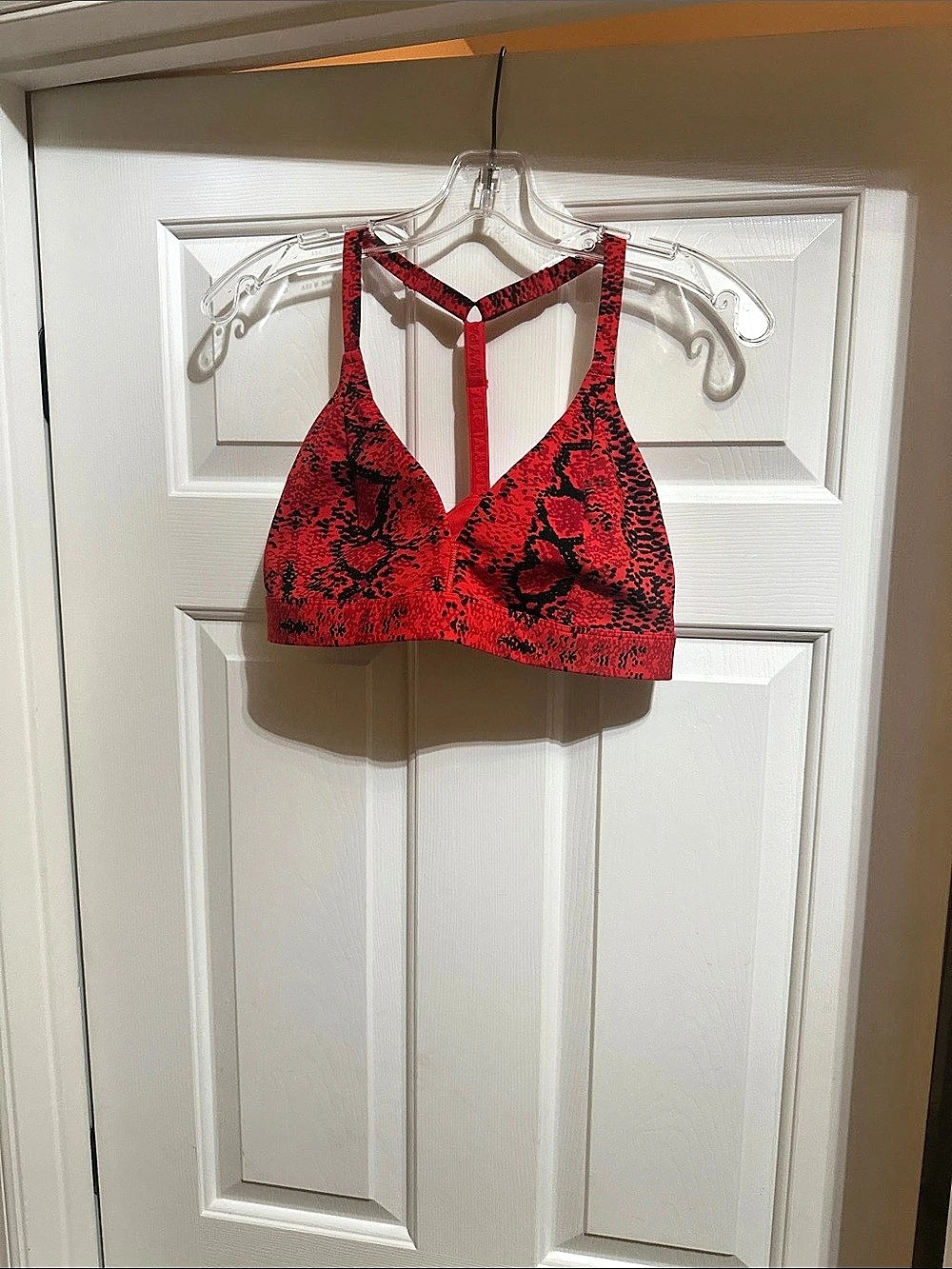 adidas IVYPARK Animal Print Sports Bra in Red & Black Size Large